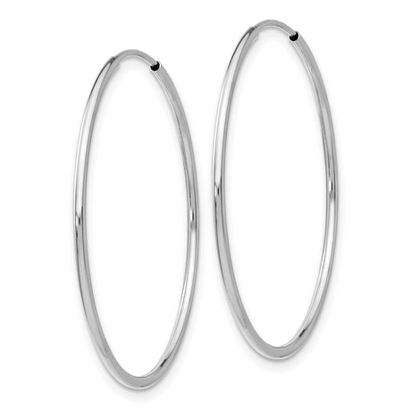 14k White Gold Hoop Earrings, Thin Round Polished Design, Minimalist Classic Style for Women