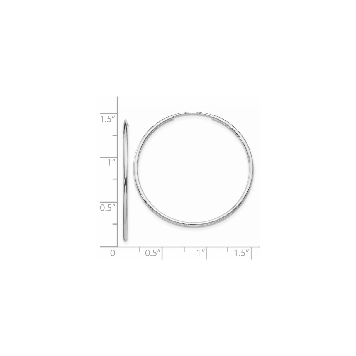 14k White Gold Hoop Earrings, Thin Round Polished Design, Minimalist Classic Style for Women