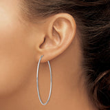 14k White Gold Hoop Earrings, Large Thin Wire Hoops with Minimalist Design for Women