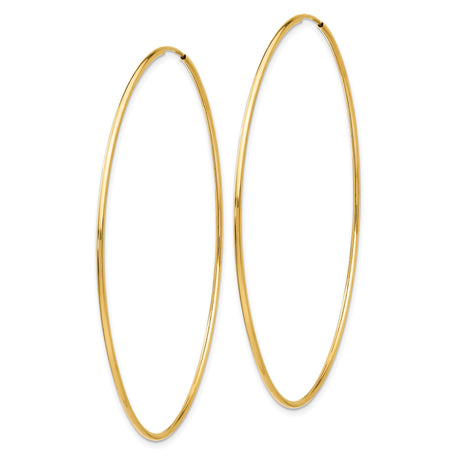 14k Yellow Gold Hoop Earrings, Thin Round Lightweight Polished Style for Women