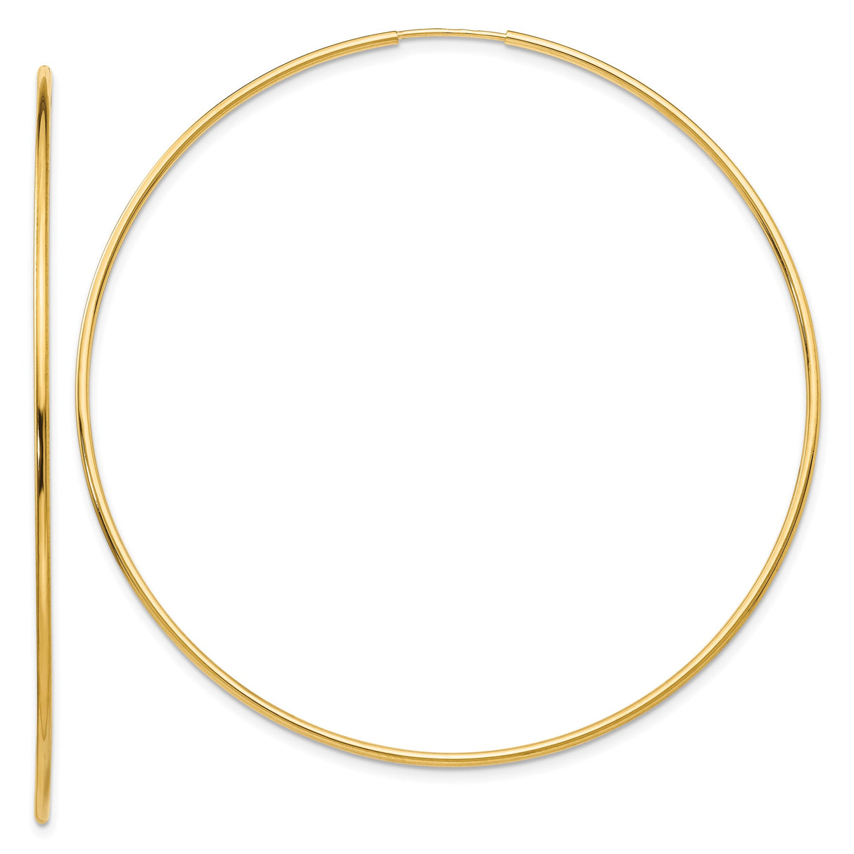 14k Yellow Gold Hoop Earrings, Thin Round Lightweight Polished Style for Women