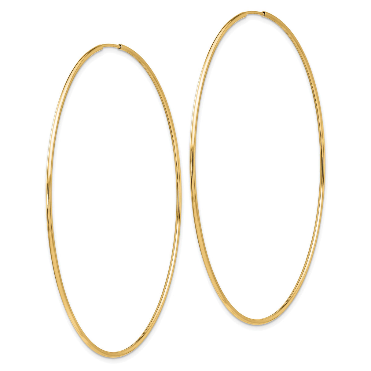 14k Yellow Gold Hoop Earrings, Thin Polished Round Hoops, Lightweight Minimal Design