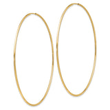 14k Yellow Gold Hoop Earrings, Thin Polished Round Hoops, Lightweight Minimal Design