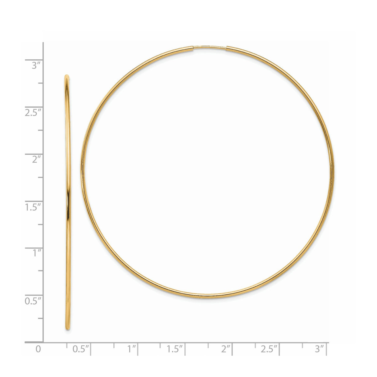 14k Yellow Gold Hoop Earrings, Thin Polished Round Hoops, Lightweight Minimal Design