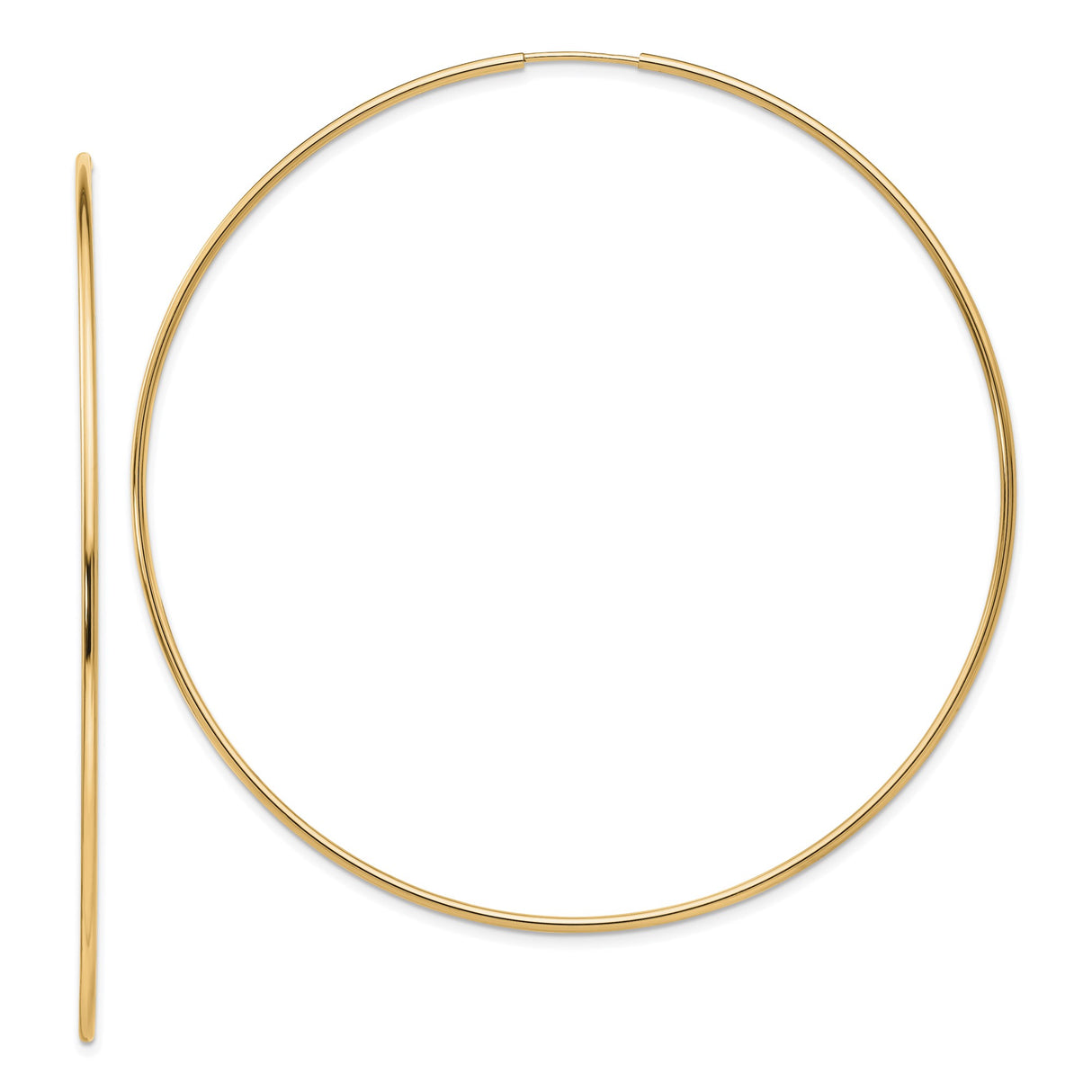 14k Yellow Gold Hoop Earrings, Thin Polished Round Hoops, Lightweight Minimal Design