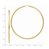 14k Yellow Gold Hoop Earrings, Large Sleek Round Hoops with Polished Finish, Lightweight Design