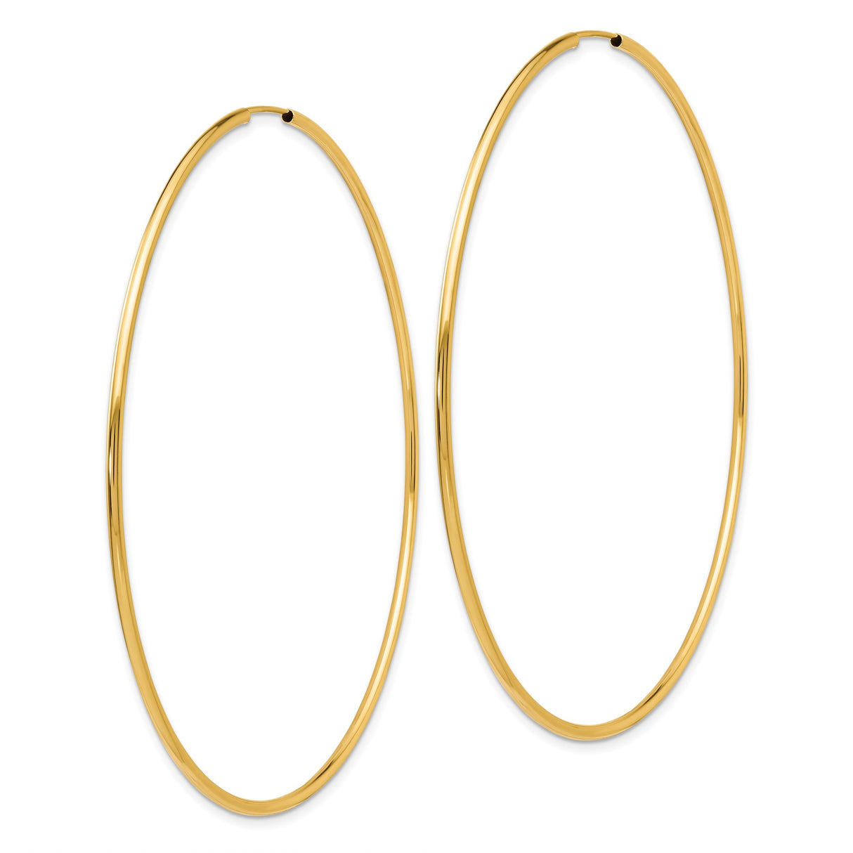 14k Yellow Gold Hoop Earrings, Large Polished Endless Hoops in Minimalist Style for Women