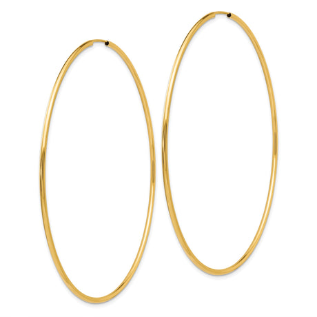 14k Yellow Gold Hoop Earrings, Large Polished Endless Hoops in Minimalist Style for Women