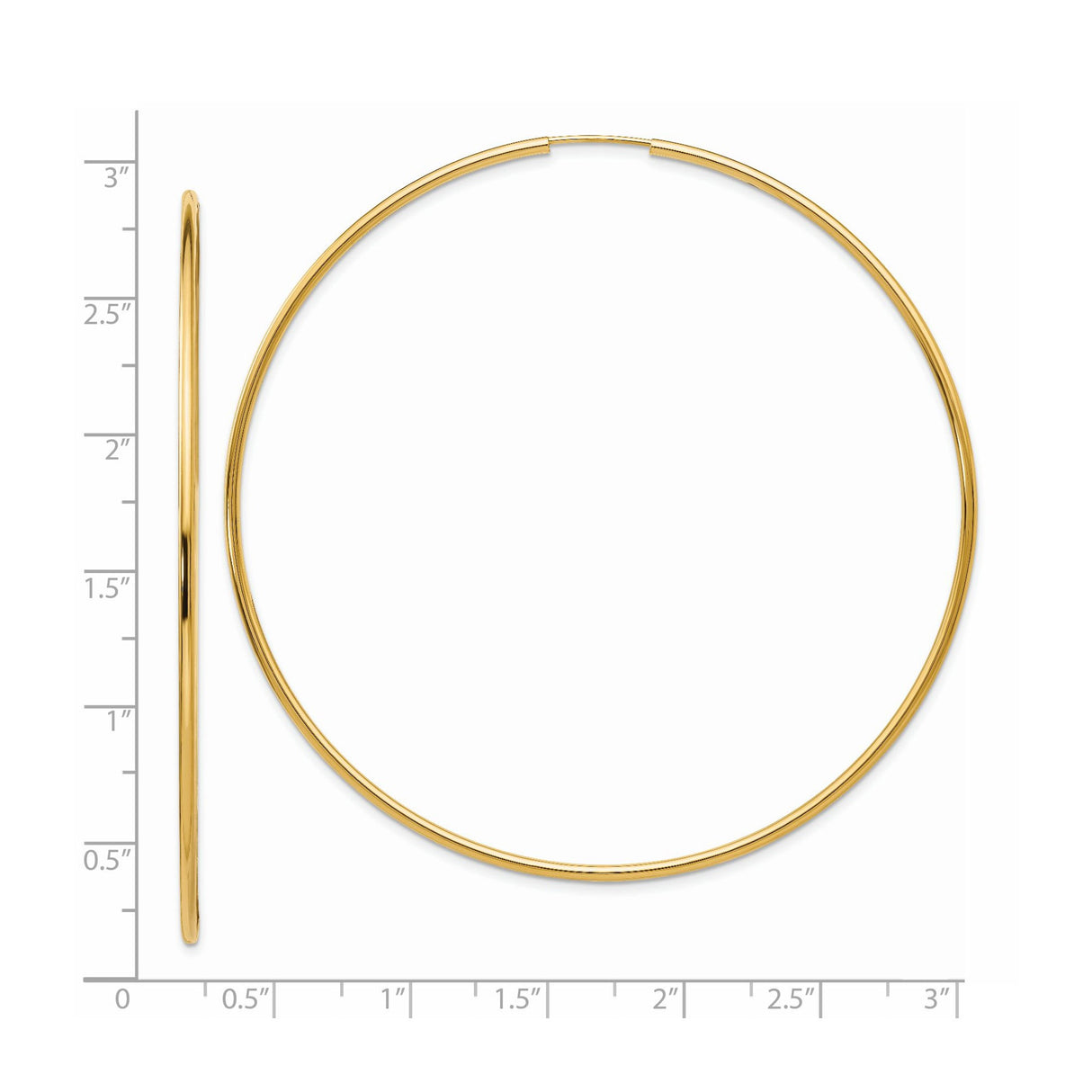 14k Yellow Gold Hoop Earrings, Large Polished Endless Hoops in Minimalist Style for Women