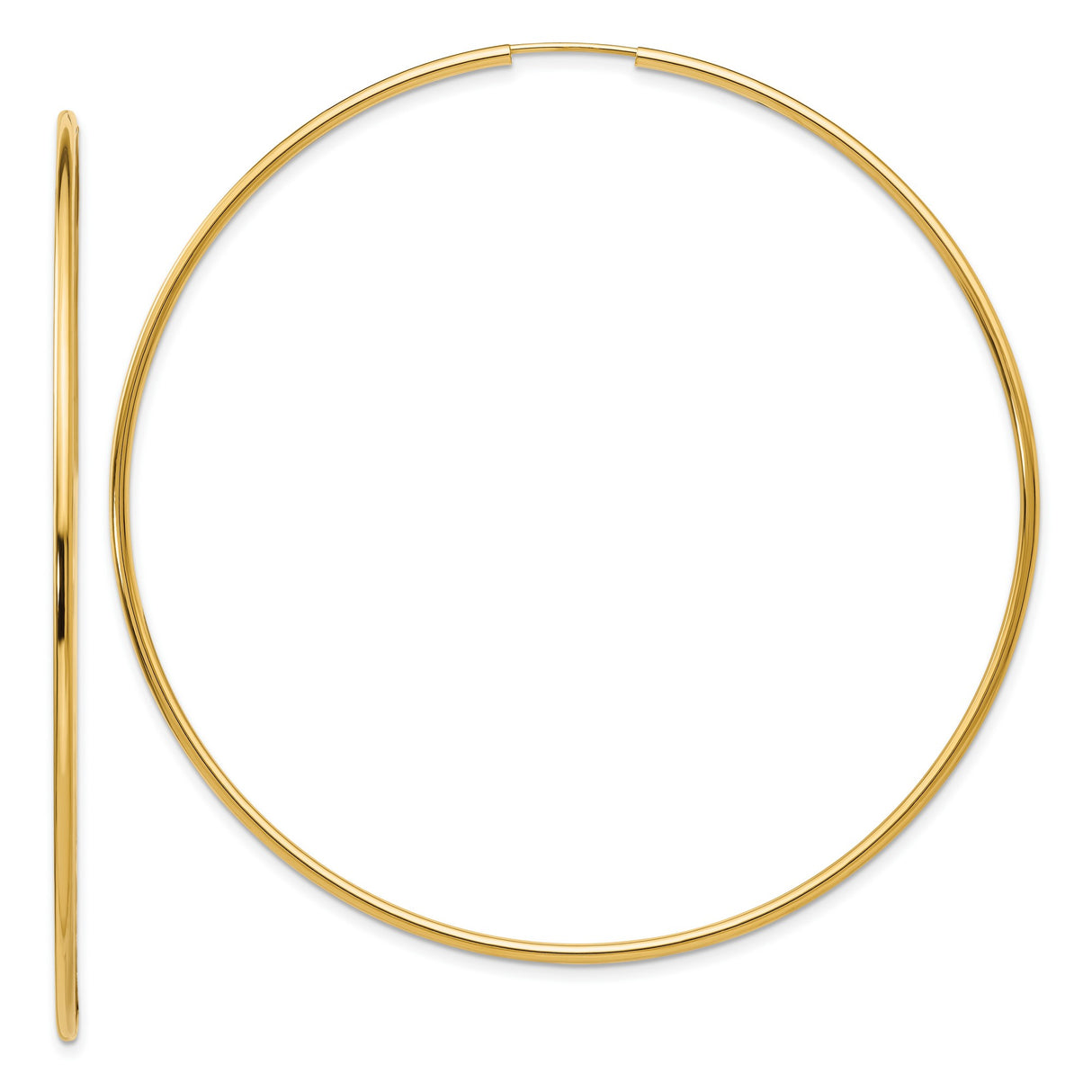 14k Yellow Gold Hoop Earrings, Large Polished Endless Hoops in Minimalist Style for Women