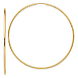 14k Yellow Gold Hoop Earrings, Large Polished Endless Hoops in Minimalist Style for Women