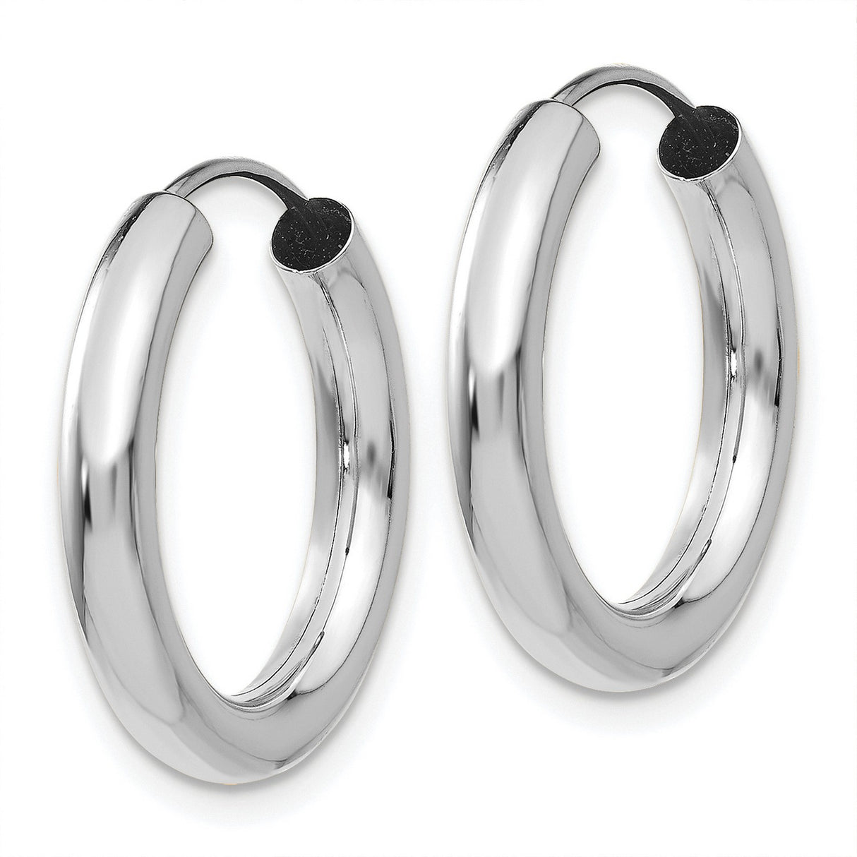 14k White Gold Hoop Earrings, Classic Polished Unisex Design, Lightweight Everyday Jewelry