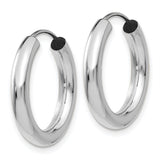 14k White Gold Hoop Earrings, Classic Polished Unisex Design, Lightweight Everyday Jewelry