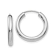 14k White Gold Hoop Earrings, Classic Polished Unisex Design, Lightweight Everyday Jewelry