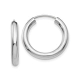 14k White Gold Hoop Earrings, Classic Polished Unisex Design, Lightweight Everyday Jewelry