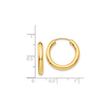 14k Yellow Gold Hoop Earrings, Classic Round Polished Lightweight Tube Design for Women