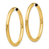 14k Yellow Gold Hoop Earrings, Classic Round Lightweight Tube Design with Polished Finish