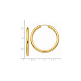 14k Yellow Gold Hoop Earrings, Classic Round Lightweight Tube Design with Polished Finish