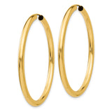 14k Yellow Gold Hoop Earrings, Classic Round Tube Design, Smooth Polished Finish