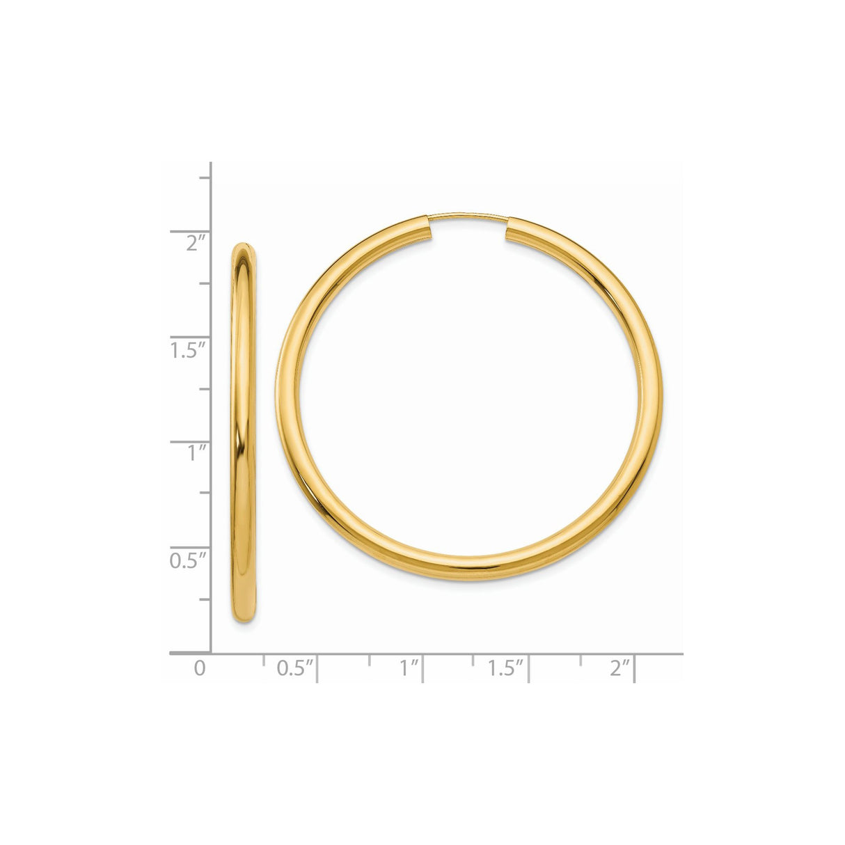 14k Yellow Gold Hoop Earrings, Classic Round Tube Design, Smooth Polished Finish