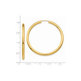 14k Yellow Gold Hoop Earrings, Classic Round Tube Design, Smooth Polished Finish