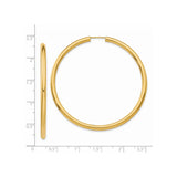 14k Yellow Gold Hoop Earrings, Classic Round Polished Finish, Lightweight Tube Style Jewelry