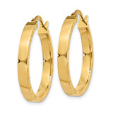 14k Yellow Gold Hoop Earrings, Diamond Cut Textured Classic Hoops with Polished Finish
