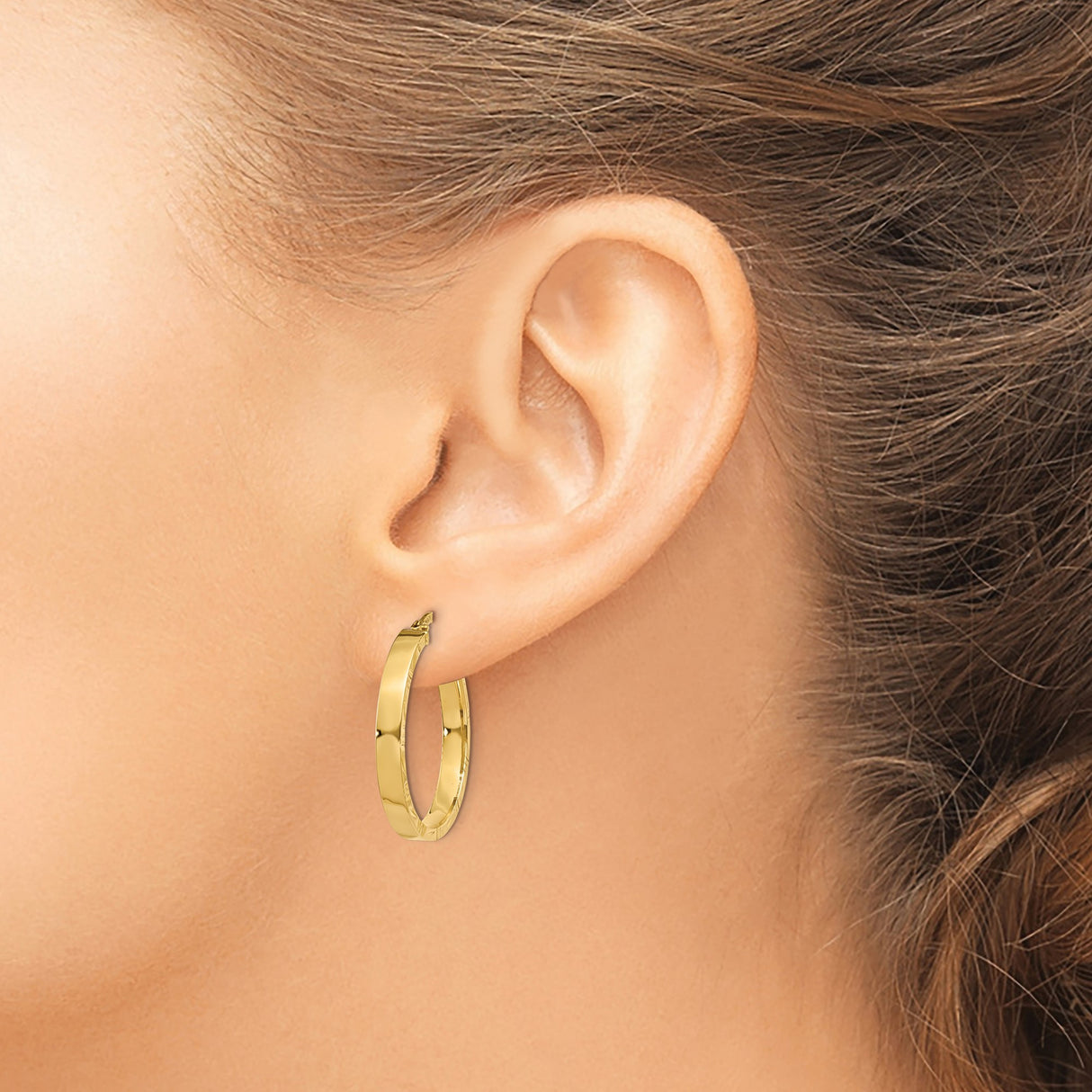 14k Yellow Gold Hoop Earrings, Diamond Cut Textured Classic Hoops with Polished Finish