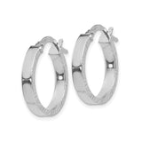 14k White Gold Hoop Earrings with Diamond Cut Detailing and Polished Finish for Women