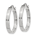 14k White Gold Hoop Earrings, Textured Diamond Cut with Polished Finish for Women