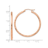 14k Rose Gold Hoop Earrings with Hammered Texture, Lightweight Polished Design for Women