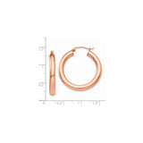 14k Rose Gold Hoop Earrings, Classic Round Polished Lightweight Tube Hoops for Women