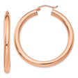 14k Rose Gold Hoop Earrings, Classic Round Tube Design with Polished Finish for Women