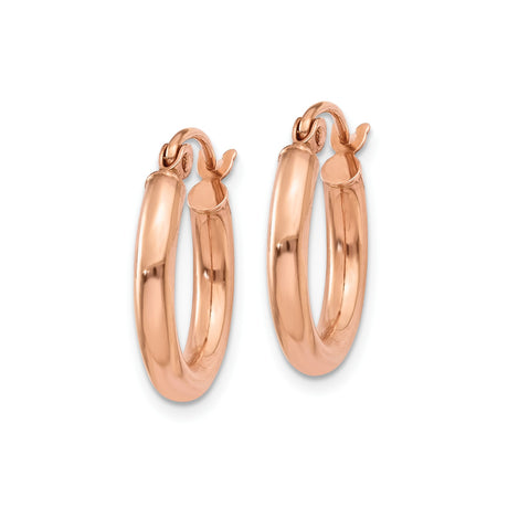 14k Rose Gold Hoop Earrings, Smooth Polished Finish, Minimalist Modern Style for Women
