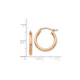 14k Rose Gold Hoop Earrings, Smooth Polished Finish, Minimalist Modern Style for Women
