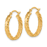 14k Yellow Gold Twisted Hoop Earrings, Classic Rope Style with Polished Finish
