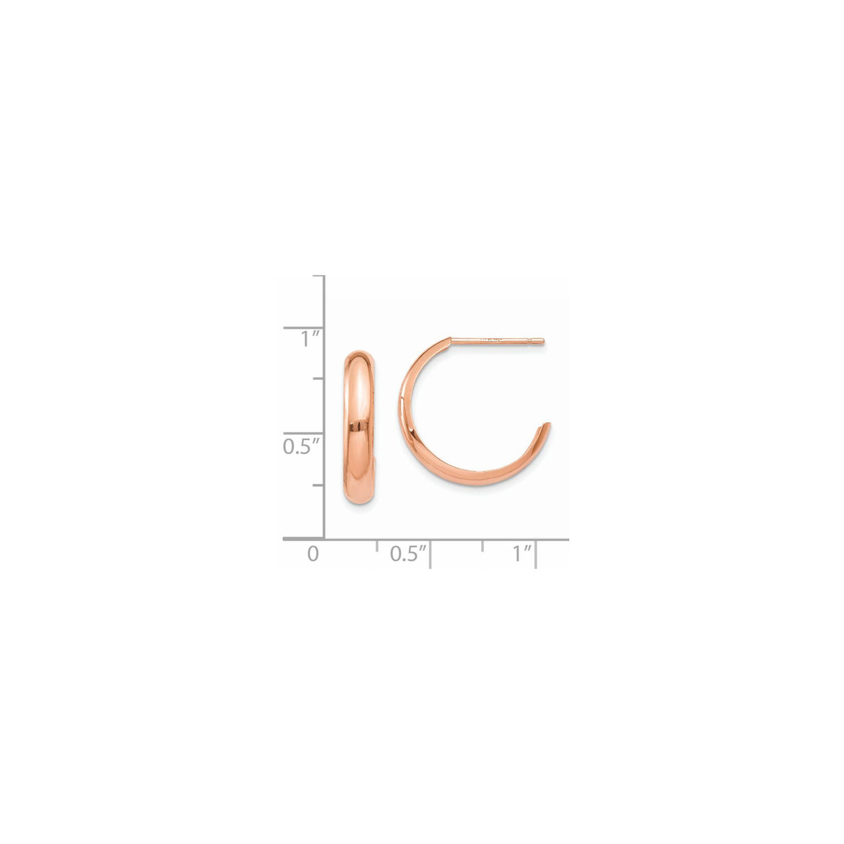 14k Rose Gold Hoop Earrings, Polished Finish, Minimalist Lightweight Design for Women