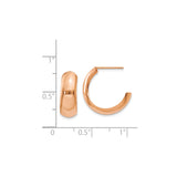 14k Rose Gold Hoop Earrings, Half-Round Polished Finish, Minimalist Lightweight Design