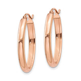 14k Rose Gold Oval Hoop Earrings, Polished Finish with Latch Back, Lightweight Modern Design