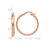 14k Rose Gold Twisted Hoop Earrings with High Polish Finish, Lightweight Rope Design