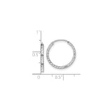 14k White Gold Hoop Earrings, Diamond Cut Textured Endless Hoops, Lightweight Round Design