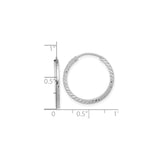 14k White Gold Hoop Earrings, Diamond-Cut Twisted Design, Polished Lightweight Style