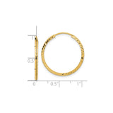 14k Yellow Gold Hoop Earrings, Diamond Cut Twist Design with Textured Finish