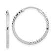 14k White Gold Hoop Earrings, Diamond Cut Twisted Design with Polished Finish