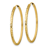 14k Yellow Gold Hoop Earrings with Polished Chevron Design and Diamond Cut Detailing
