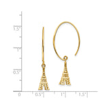 14k Yellow Gold Eiffel Tower Dangle Earrings, Paris Travel Theme for Women