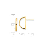 14k Yellow Gold Geometric Half Circle Stud Earrings, Modern Minimalist Design