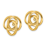 14k Yellow Gold Triple Hoop Interlocking Circle Earrings, Polished Contemporary Style