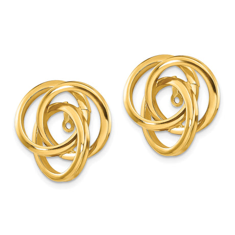 14k Yellow Gold Triple Hoop Interlocking Circle Earrings, Polished Contemporary Style