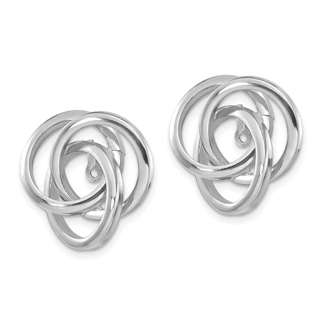 14k White Gold Interlocking Circle Pendant with Three Polished Rings, Hidden Bail Design